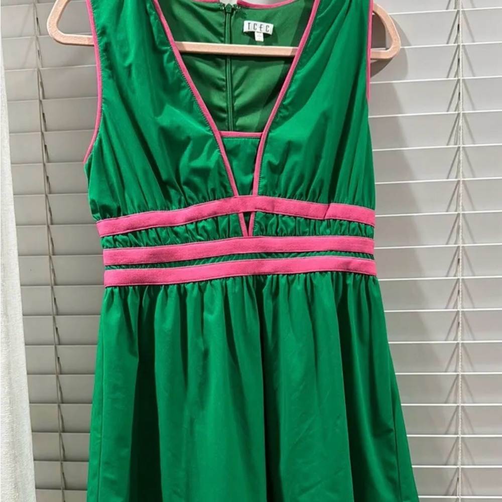 TCEC Green and Pink Casual Dress